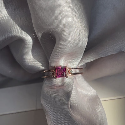 9ct Gold Pink Tourmaline & Diamond Ring