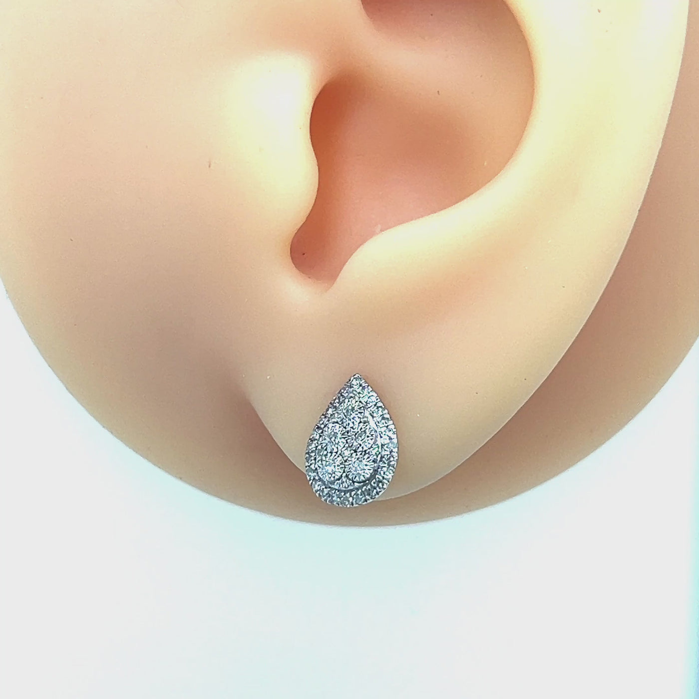 9ct Yellow & White Gold Teardrop Diamond Cluster Stud Earrings