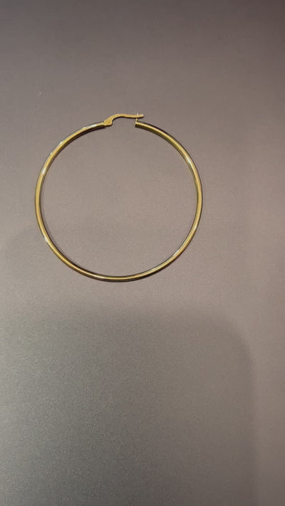 9ct Yellow Gold Large Hoop Earrings.