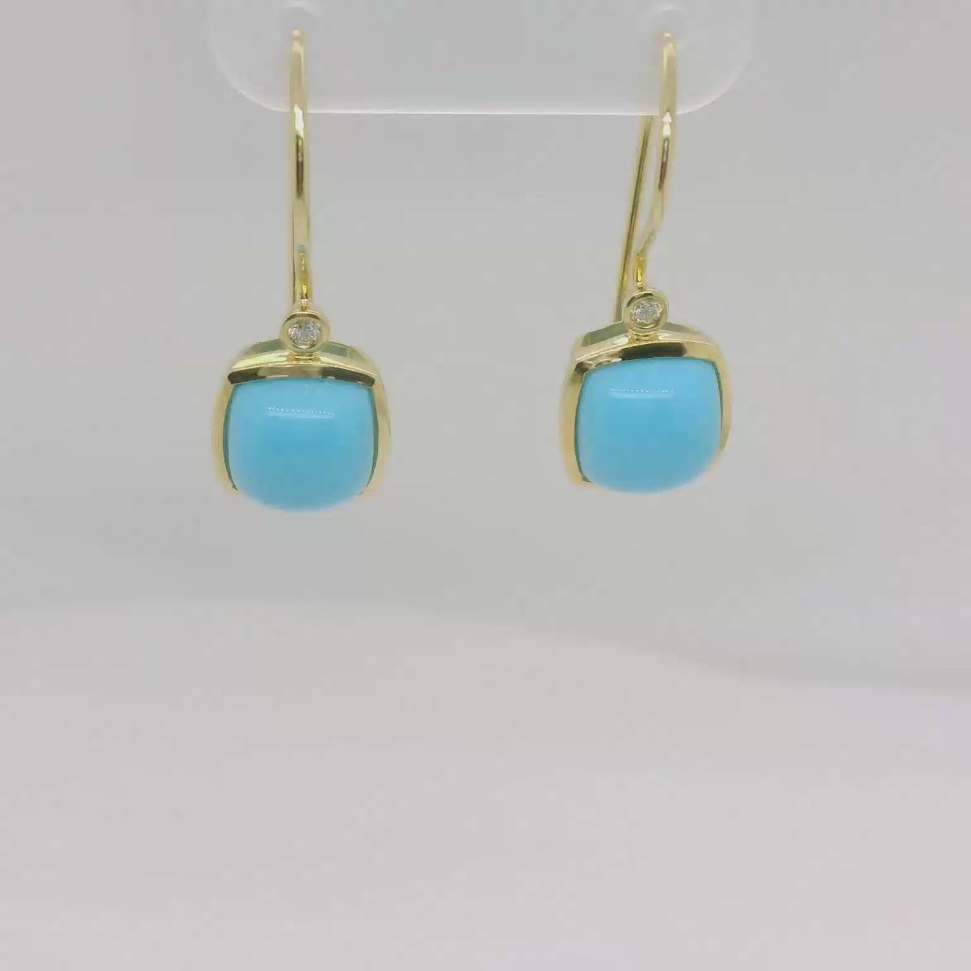 Turquoise & Diamond Drop Earrings.