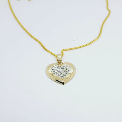 9ct Yellow Gold Crystal Heart Pendant – Sparkle with Love & Elegance.