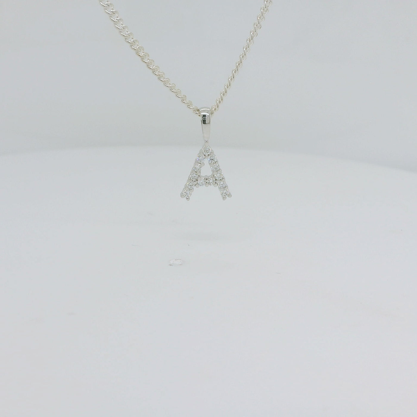 9ct White Gold Lab-Grown Diamond Initial “A” Pendant – 0.14ct F/VS.