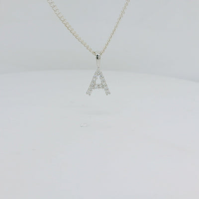 9ct White Gold Lab-Grown Diamond Initial “A” Pendant – 0.14ct F/VS.