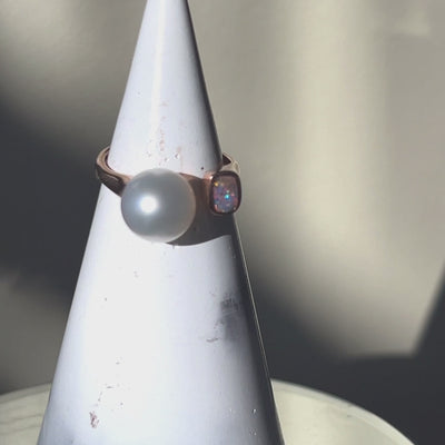 Boulder Opal & South Sea Pearl Ring.