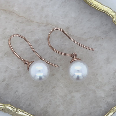 9ct Rose Gold South Sea Pearl Drop Earrings