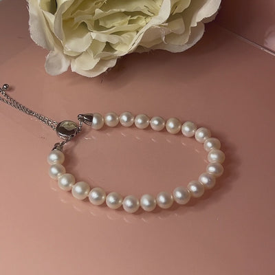 Freshwater Pearl Slider Bracelet - adjustable length.