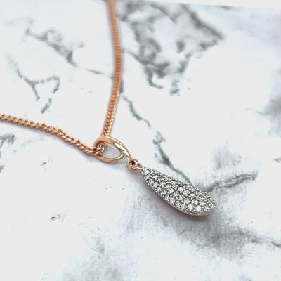 Diamond Briolette Teardrop Pendant in Rose Gold - 0.25 carats