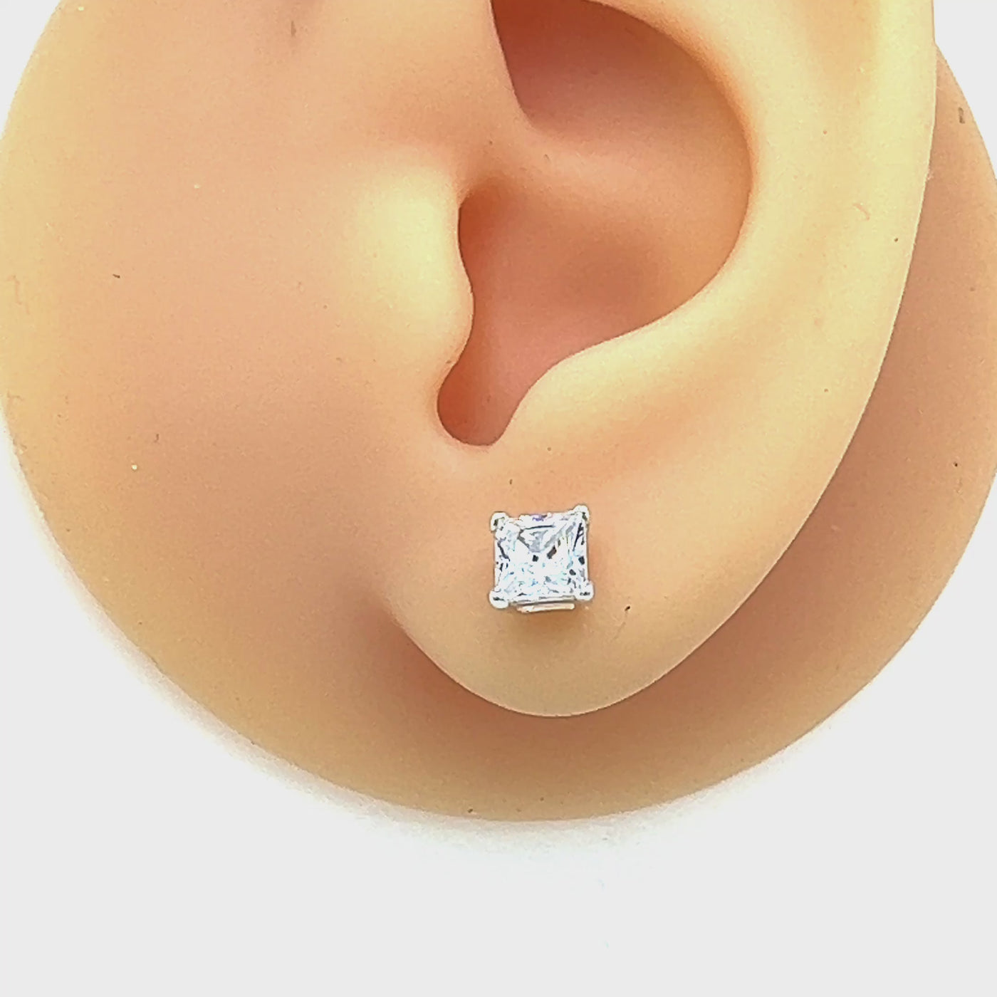 Sterling Silver Princess Cut CZ Studs - 5.5mm.