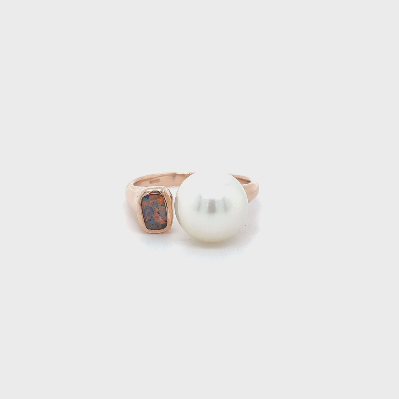 Boulder Opal & South Sea Pearl Ring.