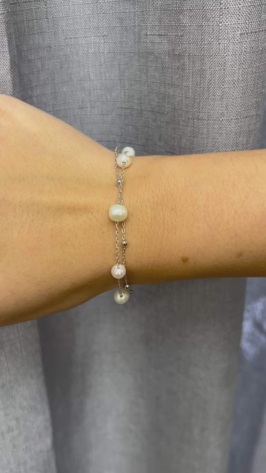 Silver Double Freshwater Pearl Bracelet