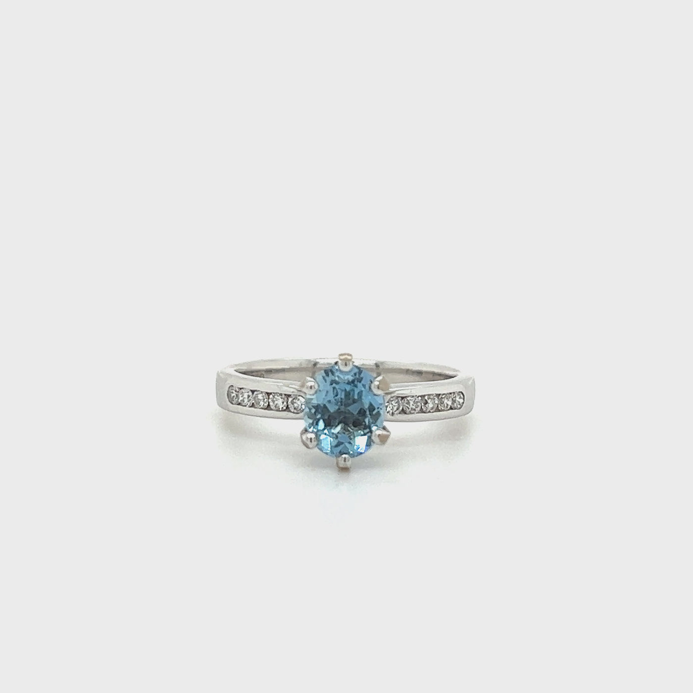 Oval Aquamarine & Diamond Ring.