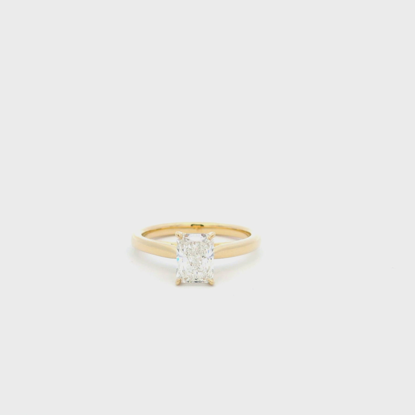 1 Carat Radiant Cut Diamond Solitaire Ring.