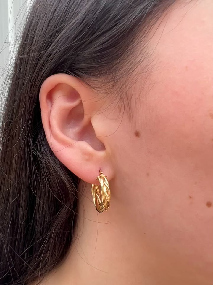 9ct Gold Plaited hoop Earrings.