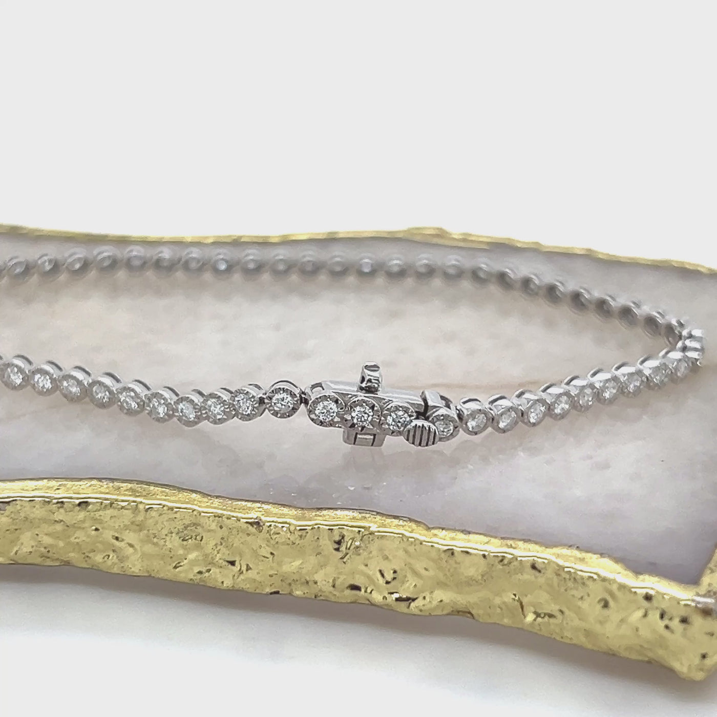 9ct White Gold Mined Diamond Tennis Bracelet - 1.40 Carats.