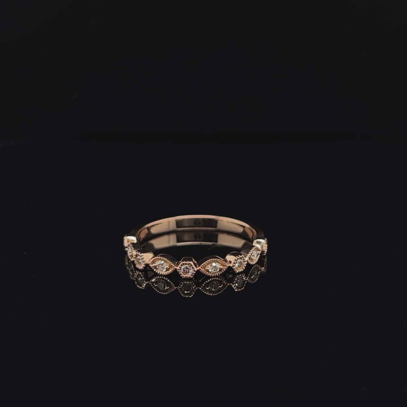 9ct Rose Gold Millgrain detail Diamond Dress Ring.