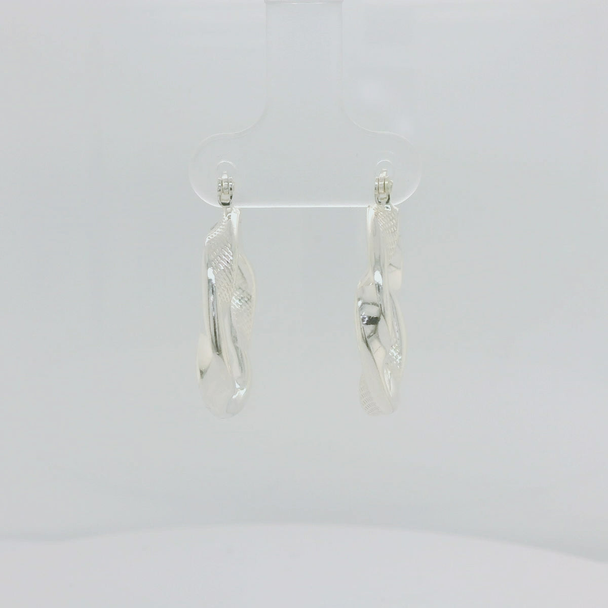 Sterling Silver Ribbon Twist Hoop Earrings - 18mm.