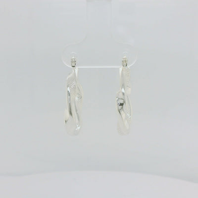 Sterling Silver Ribbon Twist Hoop Earrings - 18mm.