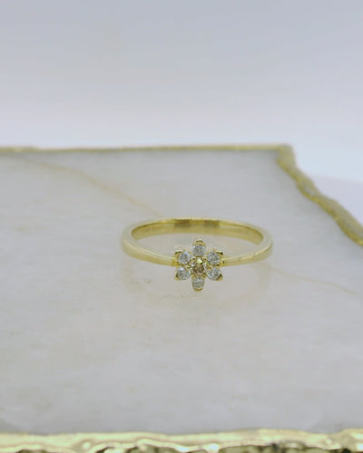 DREAMTIME 9ct Yellow Gold Argyle Diamond Daisy Flower Cluster Ring