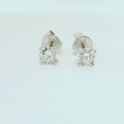 18ct White Gold 1 Carat Lab Grown Diamond Solitaire Stud Earrings.