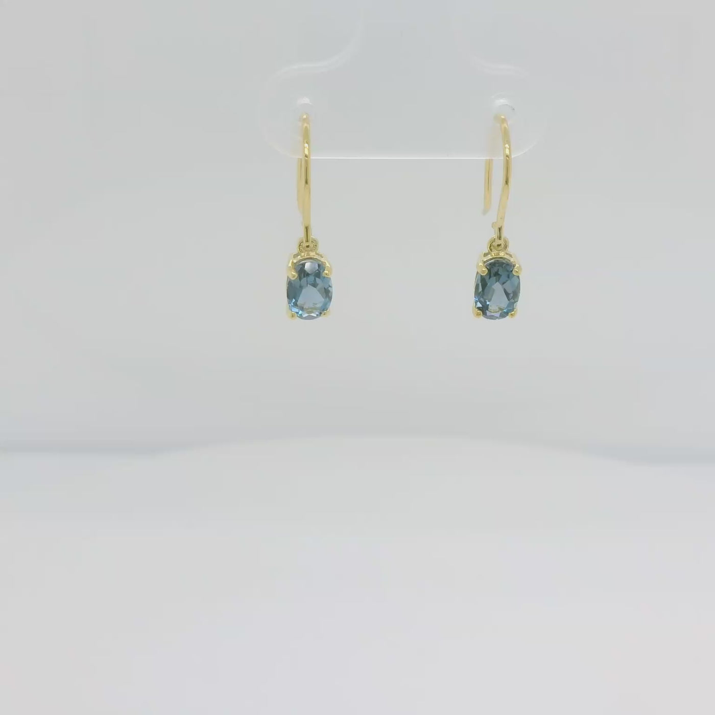 9ct Gold Oval London Blue Topaz Oval Drop Earrings