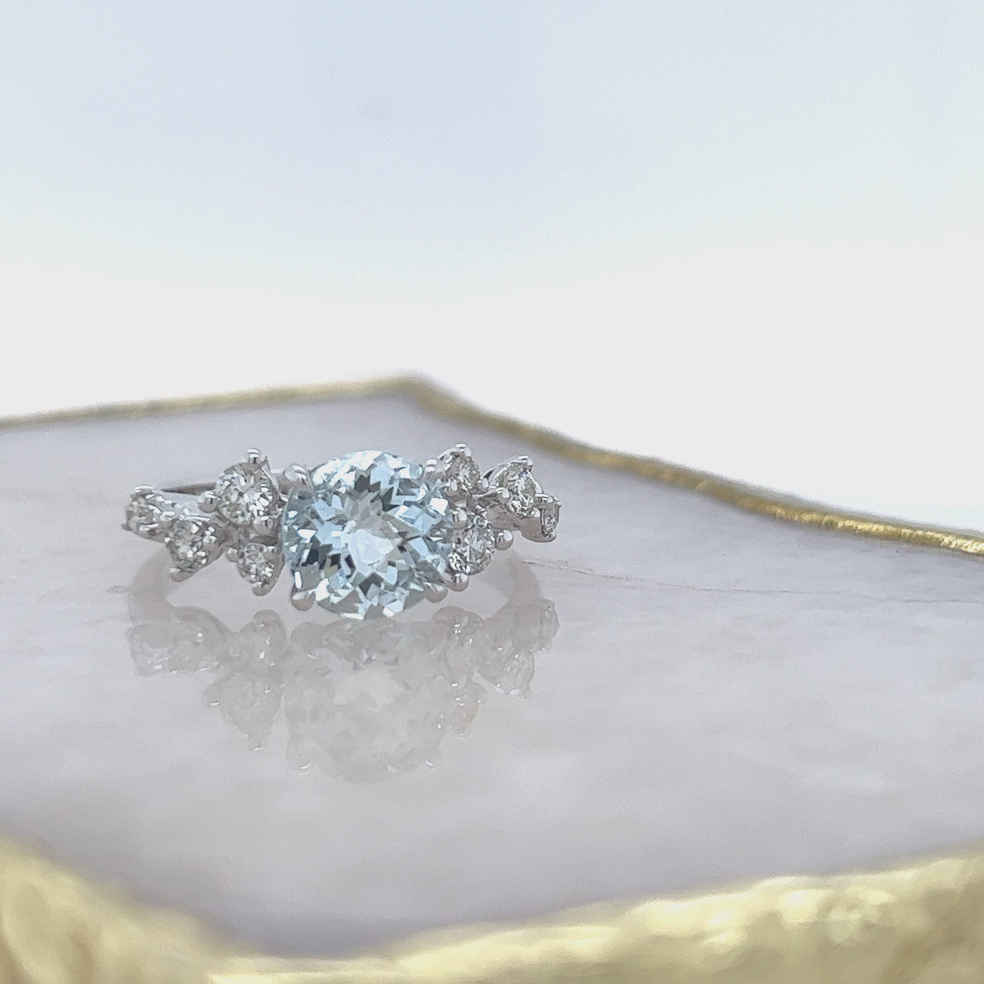 Aquamarine & Diamond Ring.