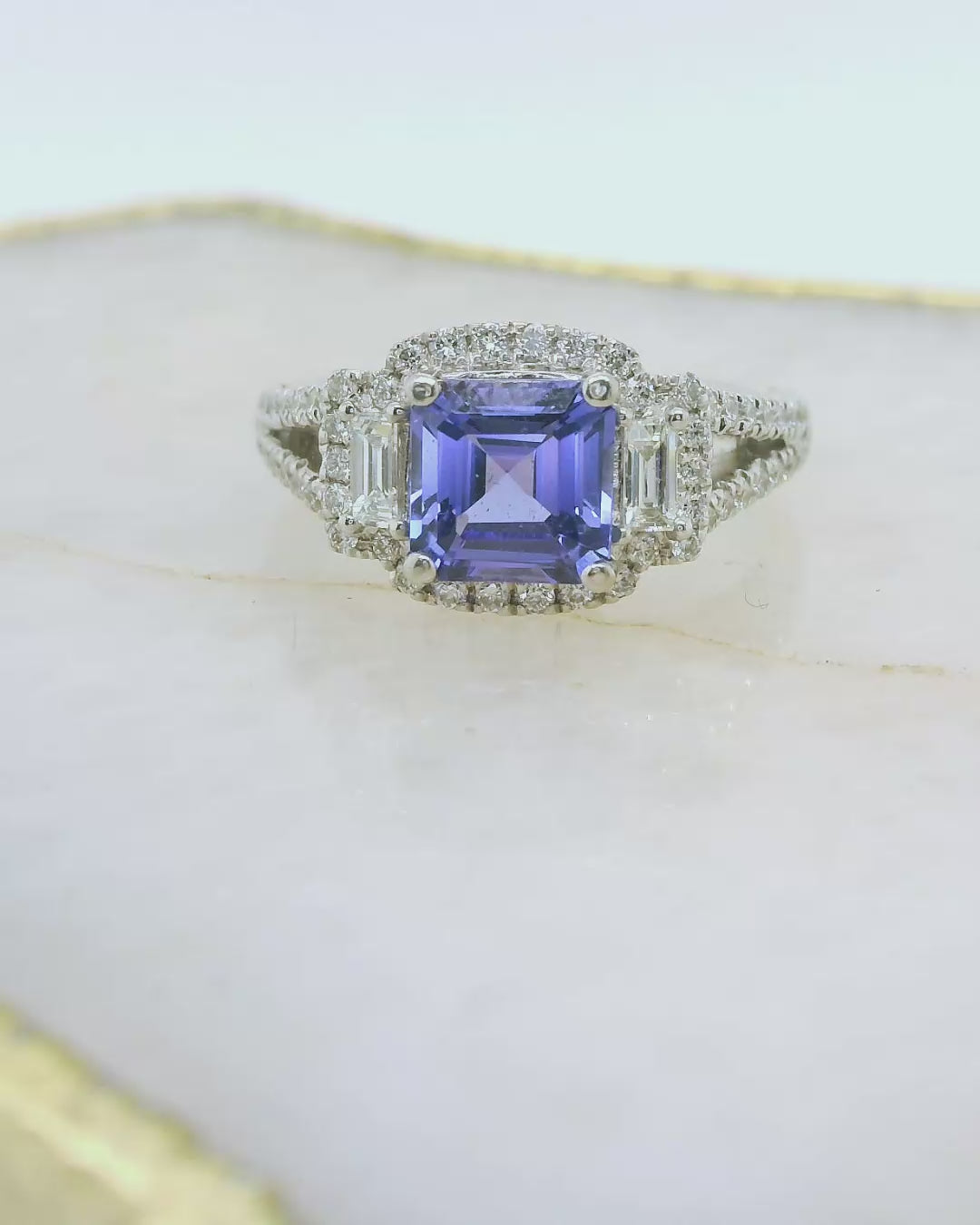 18ct. White Gold Tanzanite & Diamond Ring