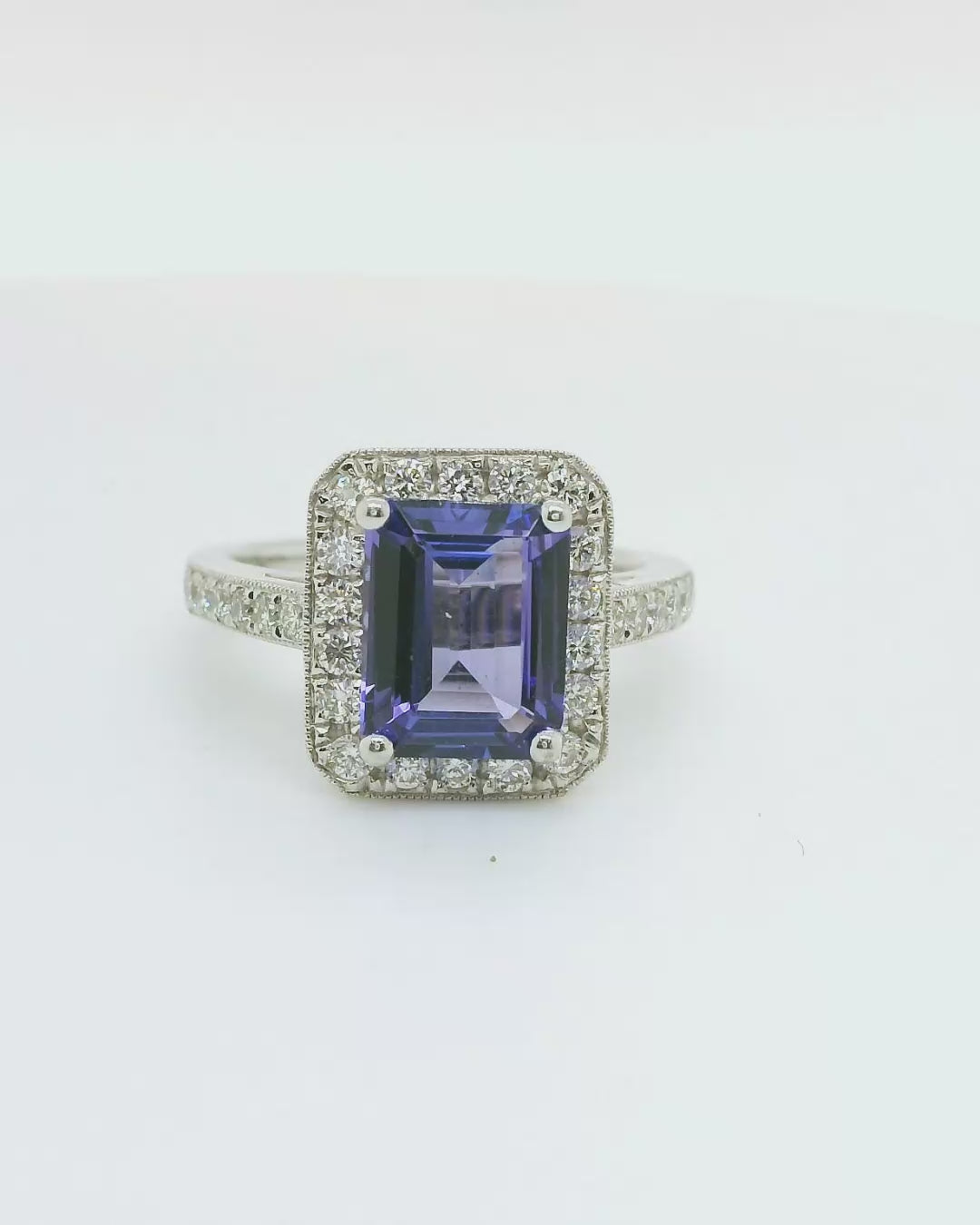 18ct. White Gold Tanzanite & Diamond Cluster Ring